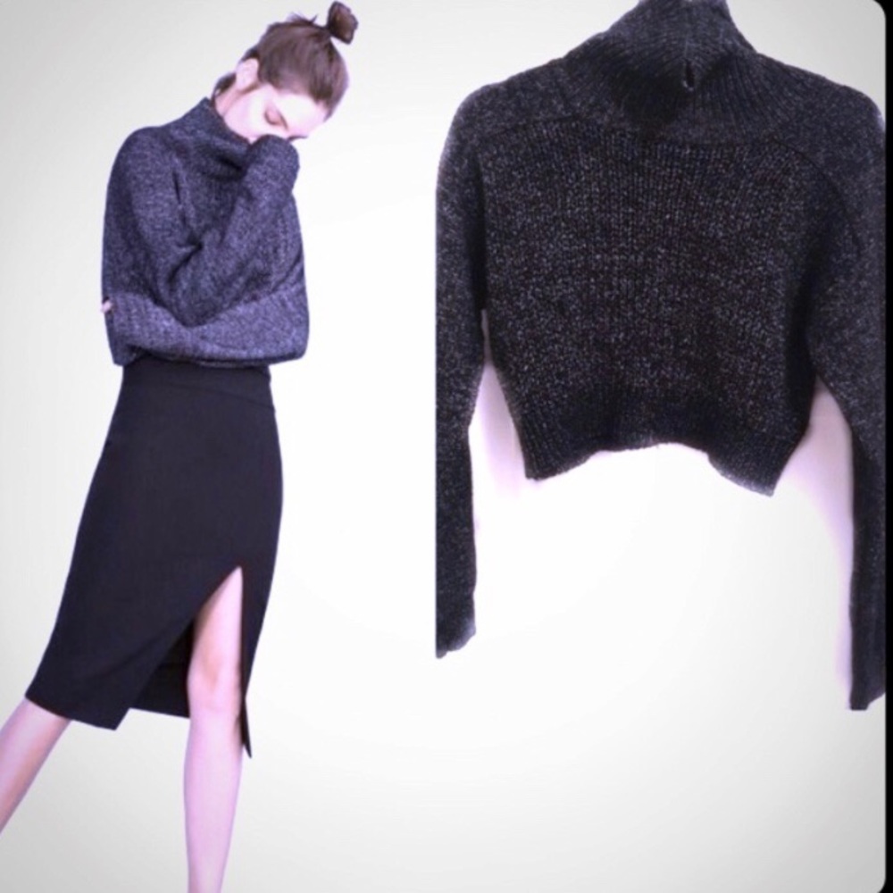 Zara Cropped black/white turtleneck Sweater 🌸